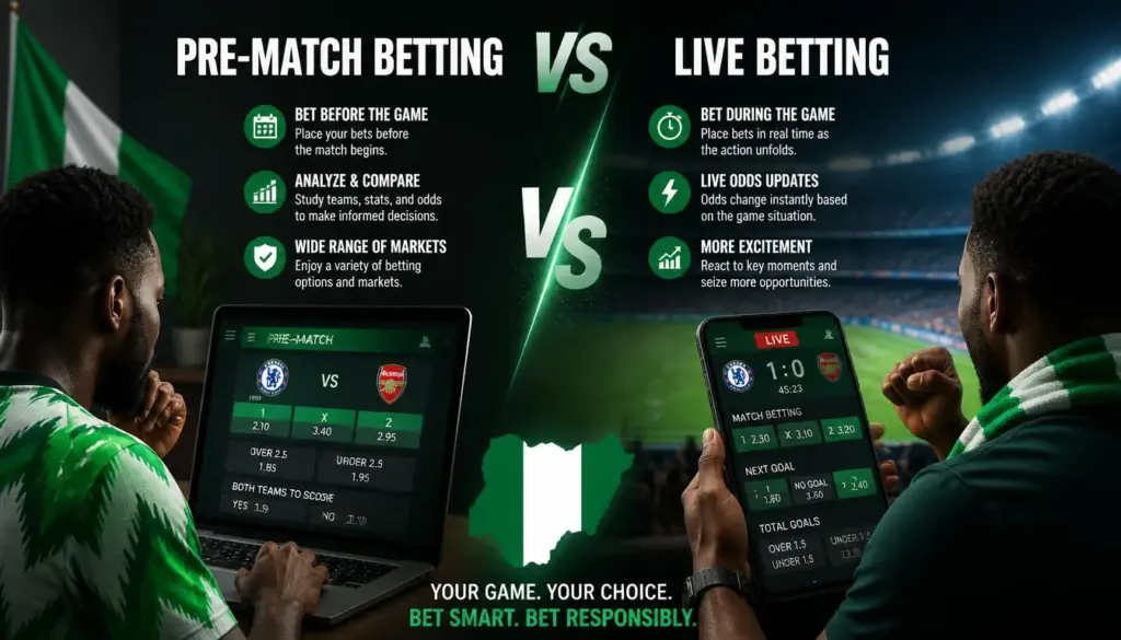 Sports betting prematch live betting illustration